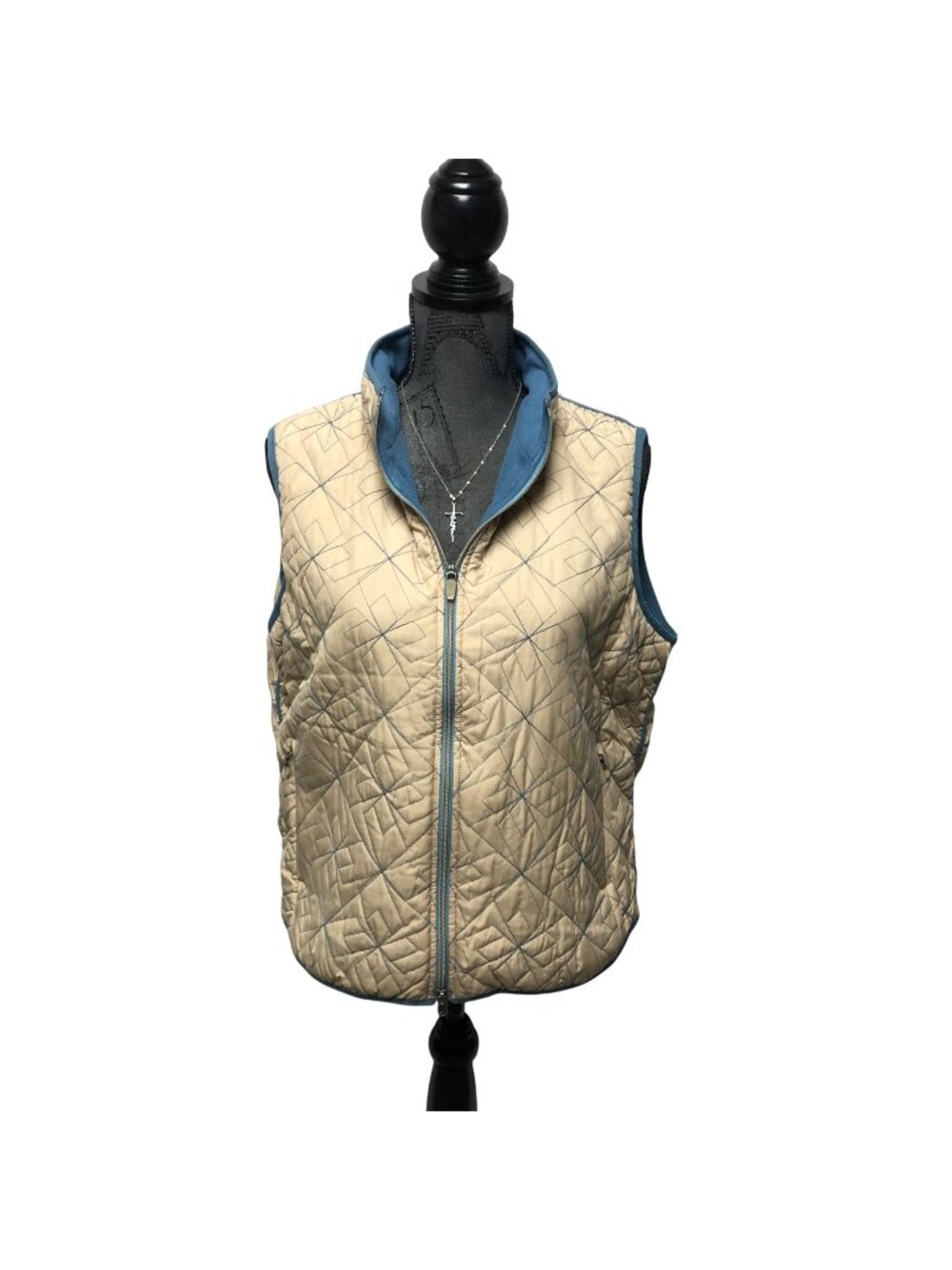 Aventura Clothing Sportif Vest Quilted Beige Womens Size XL Fleece Lining Comfy